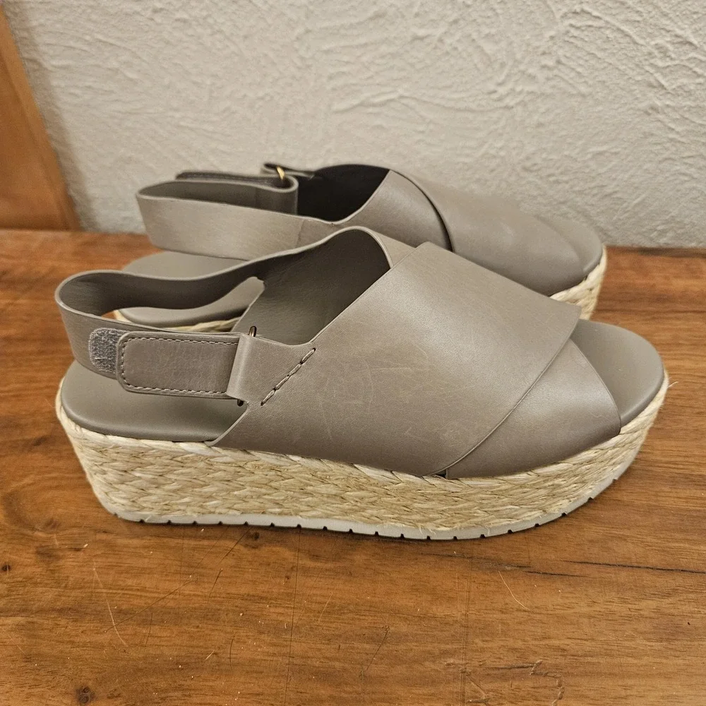 Vince Women's Jesson Platform Espadrille Sandals US Size 6M EUR Size 36 Gray Tan